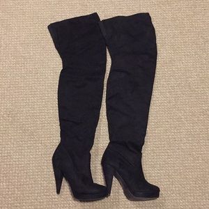 Black faux suede over the knee boots 9